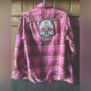 angry minnow • plaid button up • sugar skull • medium